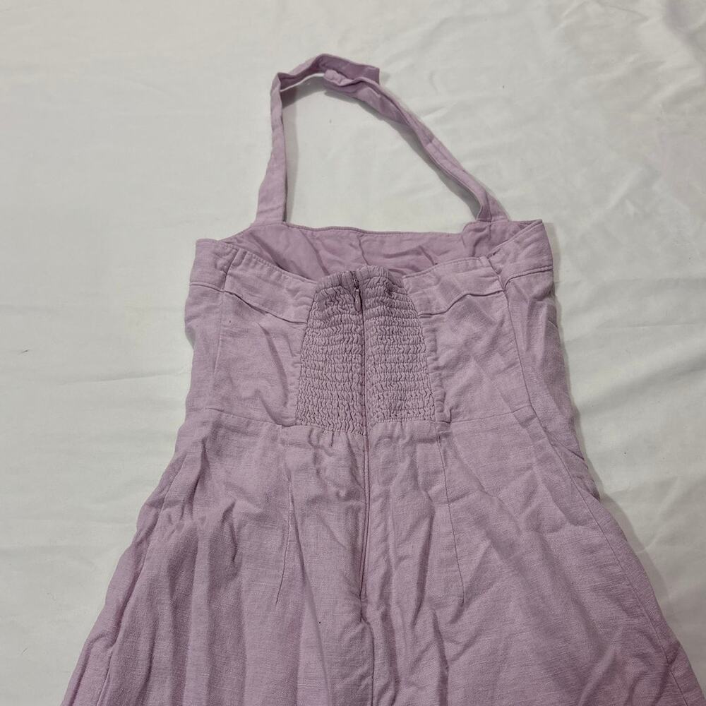 Abercrombie & Fitch Women’s XS Linen Blend Mini Dress Halter Beachy Coquette - Picture 6 of 11